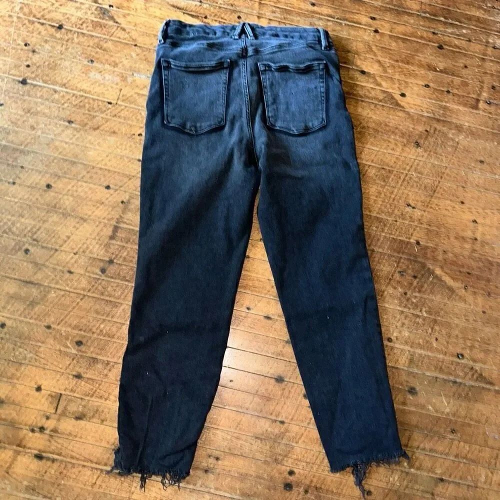 Good American washed black high rise ankle raw hem jeans - Picture 4 of 4
